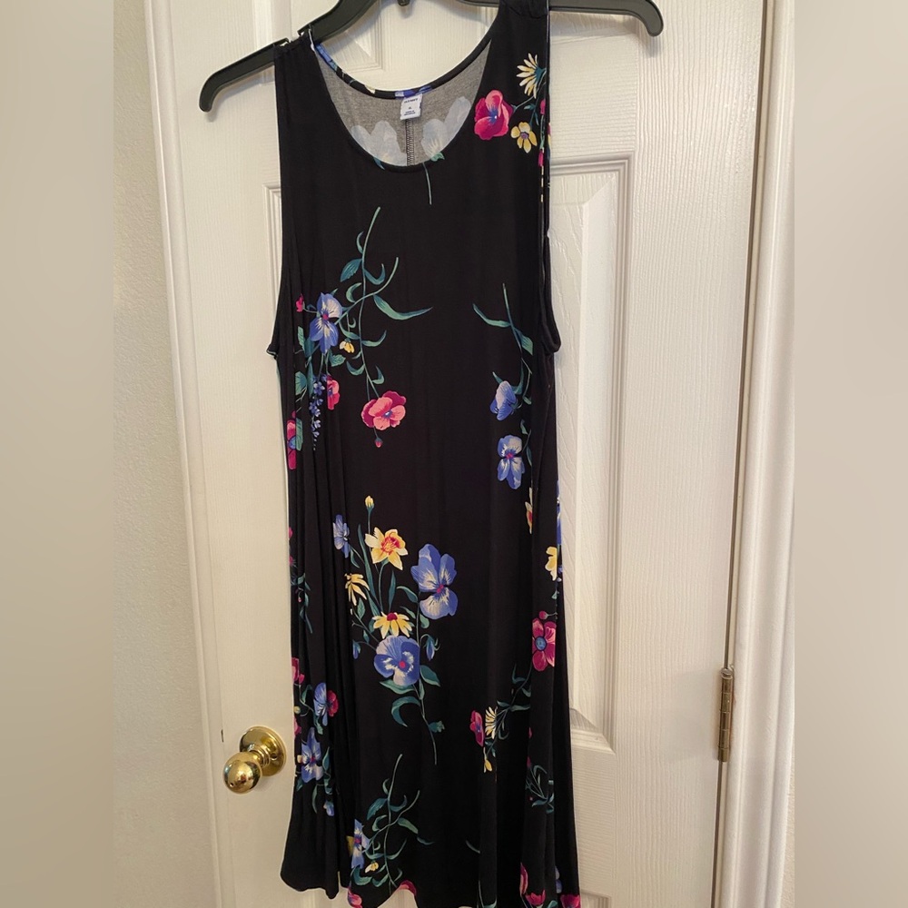 Old Navy Black Maxi Dress with Floral Print